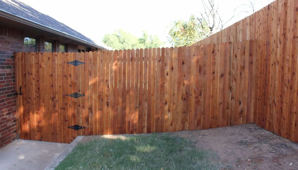 Cedar fence with transparent stain in Bethany, OK