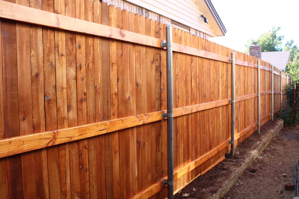 Stained wood fence project in the OKC metro