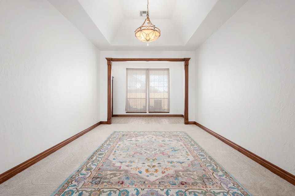 A freshly painted interior with detailed trim work