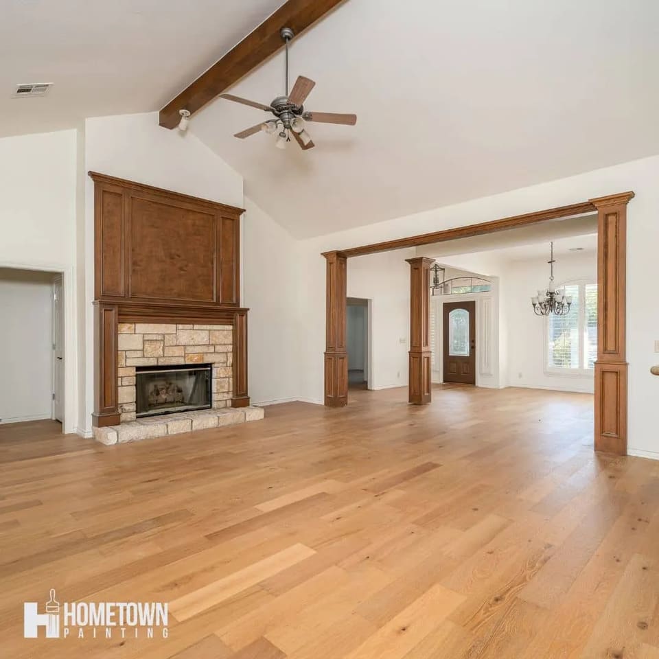 Interior repaint with crisp trim in an OKC home
